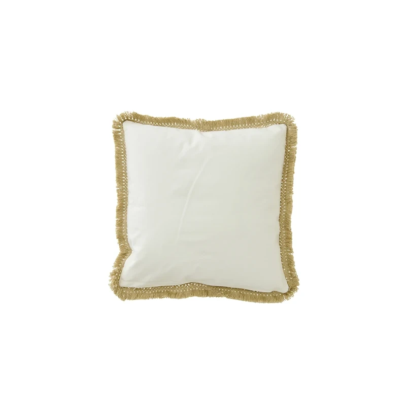 J-Line - Cotton Palm Cushion - White / Turquoise