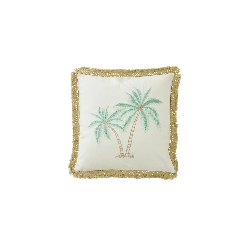 J-Line - Cuscino Palma in Cotone - Bianco / Turchese