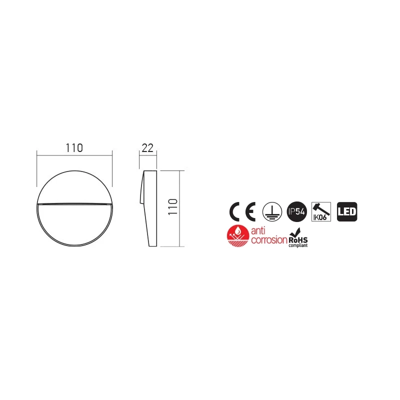 Redo Group - Lander Round Outdoor Step Light - Dark Grey