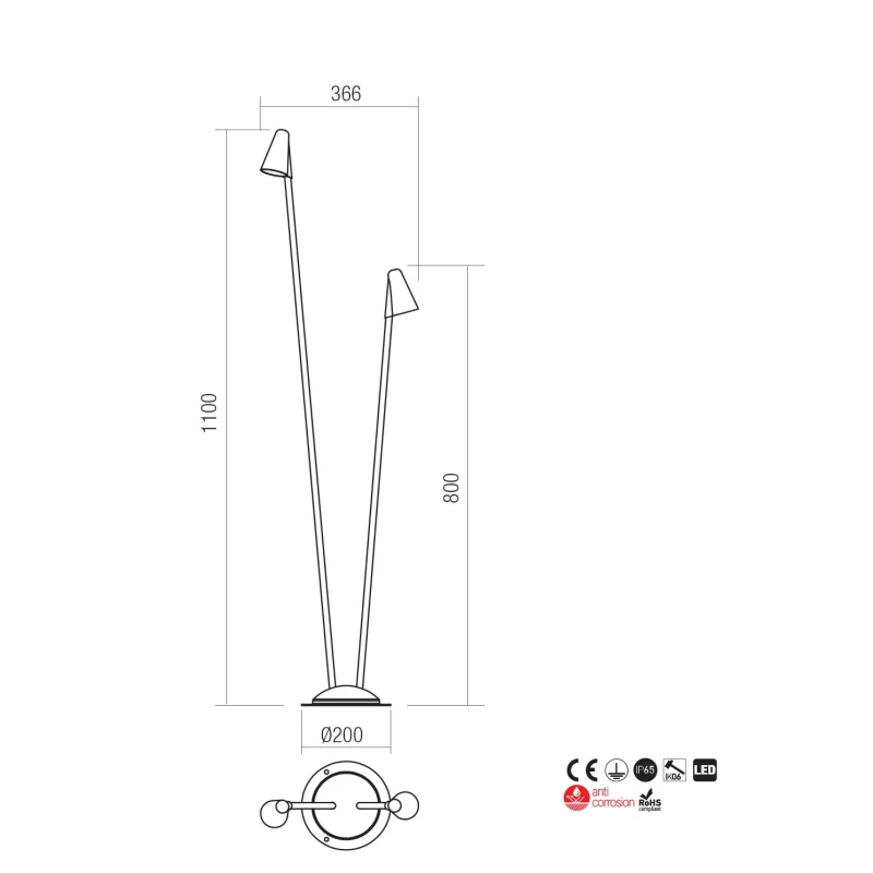 Redo Group - Nivalis 2-Light Garden Post - Dark Grey