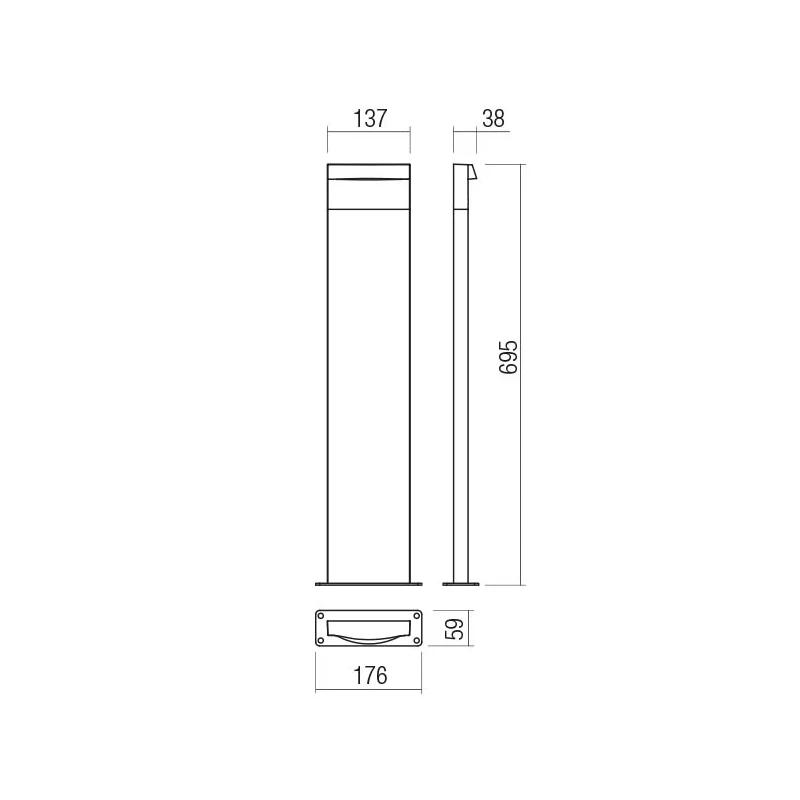 Redo Group - Polifemo Outdoor Bollard - Dark Brown