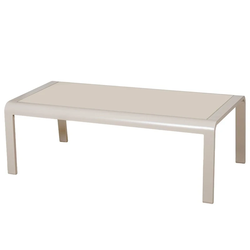 Camacho - Set Salotto da Giardino con Divano a 3 Posti, 2 Poltrone e Tavolino - Alluminio Crema