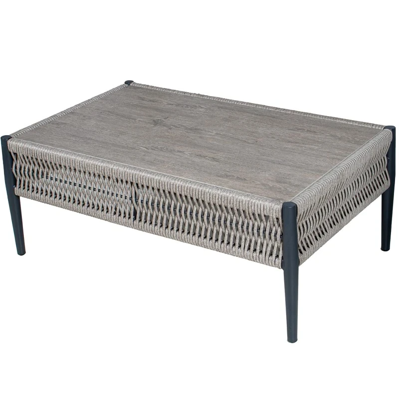 Camacho - Garden Lounge Set with 2-Seater Sofa, 2 Armchairs and Coffee Table - Black Aluminum and Wicker