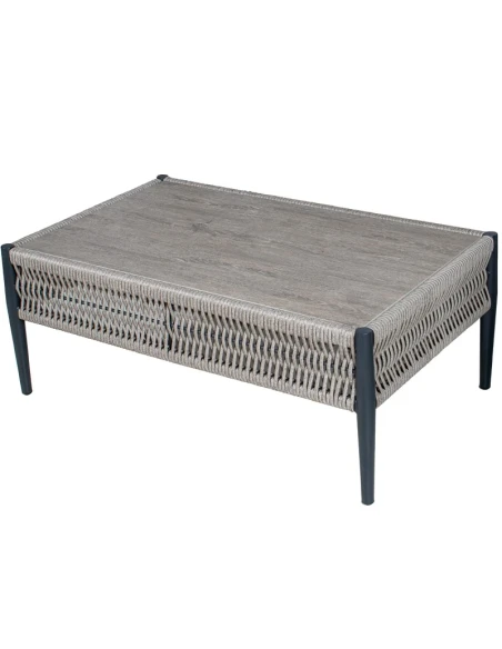 Camacho - Set Salotto da Giardino con Divano a 2 Posti, 2 Poltrone e Tavolino - Alluminio Nero e Vimini