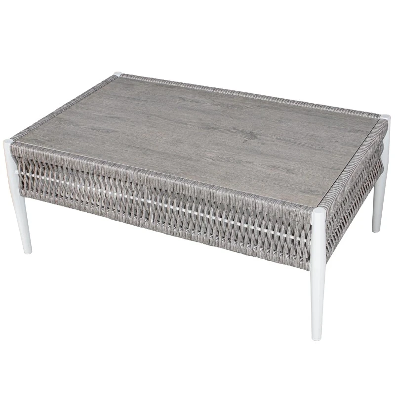 Camacho - Garden Lounge Set with 2-Seater Sofa, 2 Armchairs and Coffee Table - White Aluminum and Wicker