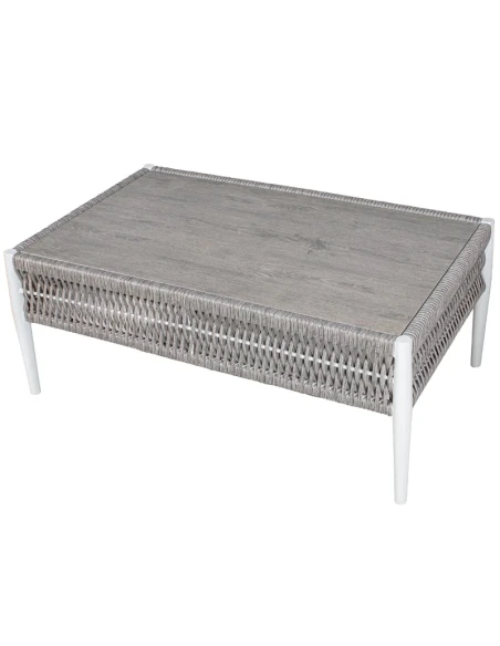 Camacho - Set Salotto da Giardino con Divano a 2 Posti, 2 Poltrone e Tavolino - Alluminio Bianco e Vimini