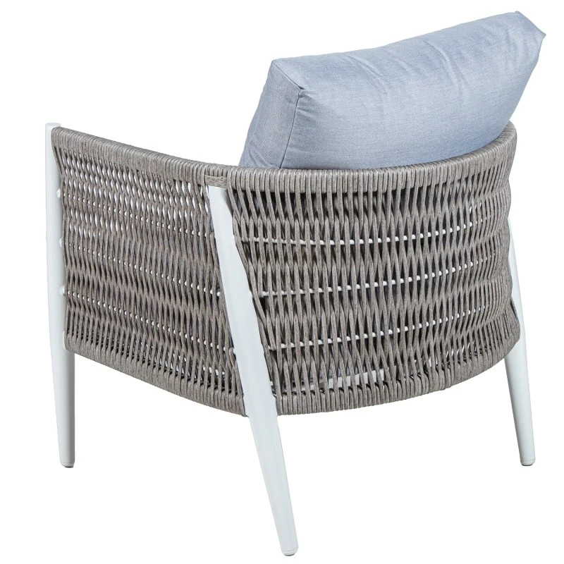 Camacho - Garden Lounge Set with 2-Seater Sofa, 2 Armchairs and Coffee Table - White Aluminum and Wicker