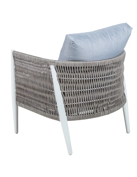 Camacho - Set Salotto da Giardino con Divano a 2 Posti, 2 Poltrone e Tavolino - Alluminio Bianco e Vimini