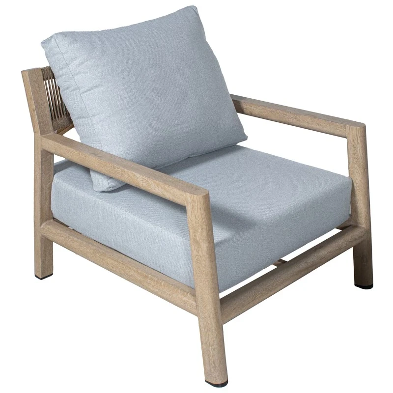 Camacho - Set Salotto da Giardino con Divano a 3 Posti, 2 Poltrone e Tavolino - Alluminio Effetto Legno | Grigio