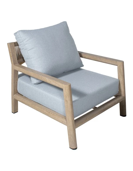 Camacho - Garden Lounge Set with 3-Seater Sofa, 2 Armchairs, and Coffee Table - Wood-Effect Aluminum | Grey