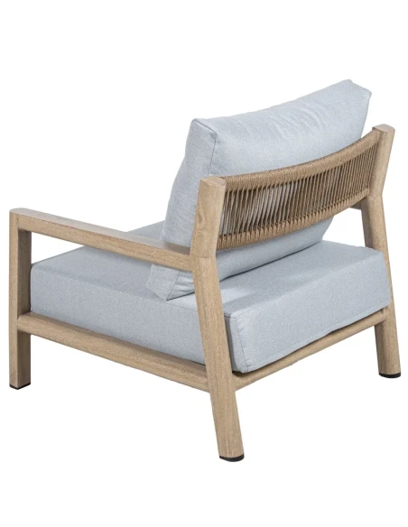 Camacho - Garden Lounge Set with 3-Seater Sofa, 2 Armchairs, and Coffee Table - Wood-Effect Aluminum | Grey