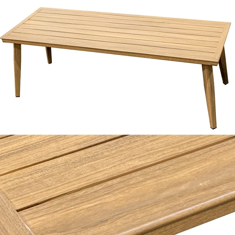 Camacho - Set Salotto da Giardino con Divano a 3 Posti, 2 Poltrone e Tavolino - Alluminio Effetto Legno | Beige