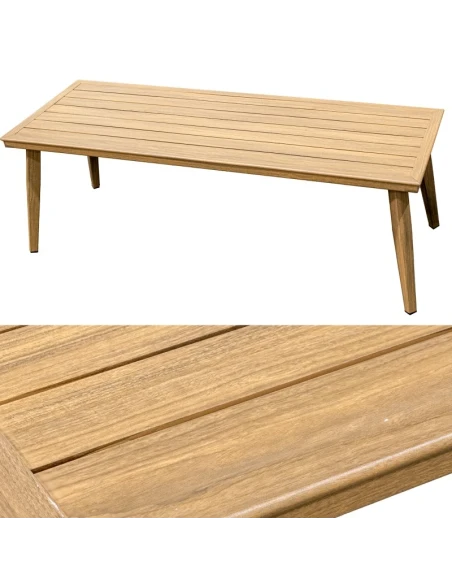 Camacho - Garden Lounge Set with 3-Seater Sofa, 2 Armchairs, and Coffee Table - Wood-Effect Aluminum | Beige