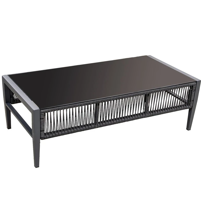 Camacho - Set Salotto da Giardino con Divano a 3 Posti, 2 Poltrone e Tavolino - Alluminio Nero | Grigio