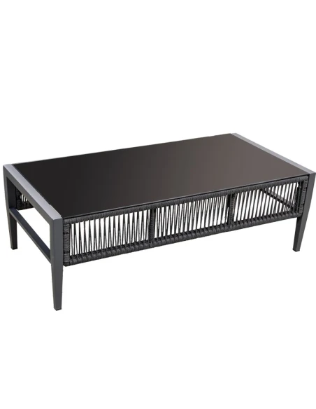 Camacho - Set Salotto da Giardino con Divano a 3 Posti, 2 Poltrone e Tavolino - Alluminio Nero | Grigio