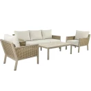 Camacho - Garden Lounge Set with 3-Seater Sofa, 2 Armchairs, and Coffee Table - Wood-Effect Aluminum and Rattan | Beige