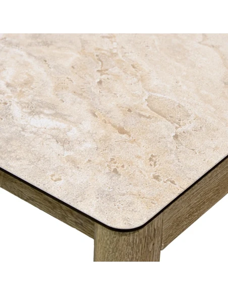 Camacho - Set Salotto da Giardino con Divano a 3 Posti, 2 Poltrone e Tavolino - Alluminio Effetto Legno e Rattan | Beige
