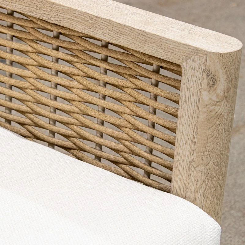 Camacho - Set Salotto da Giardino con Divano a 3 Posti, 2 Poltrone e Tavolino - Alluminio Effetto Legno e Rattan | Beige