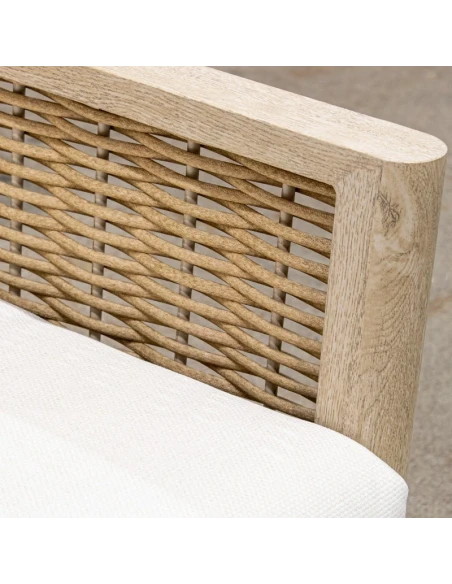 Camacho - Set Salotto da Giardino con Divano a 3 Posti, 2 Poltrone e Tavolino - Alluminio Effetto Legno e Rattan | Beige