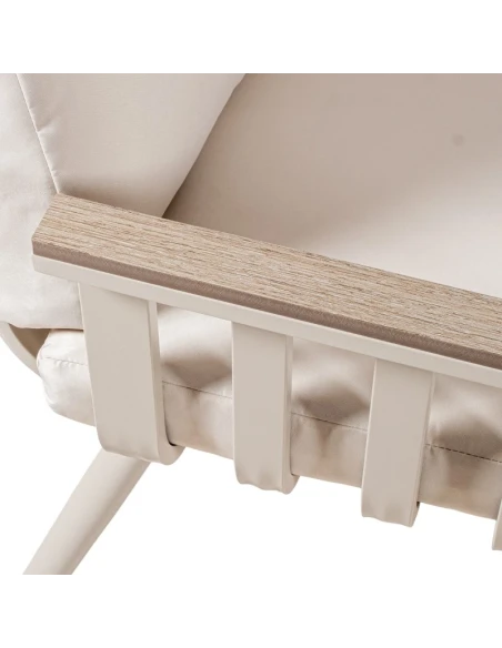 Camacho - Set Salotto da Giardino con Divano a 3 Posti, 2 Poltrone e Tavolino - Alluminio Crema | Polywood