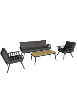 Camacho - Garden Lounge Set with 3-Seater Sofa, 2 Armchairs, and Coffee Table - Anthracite Aluminum | Polywood