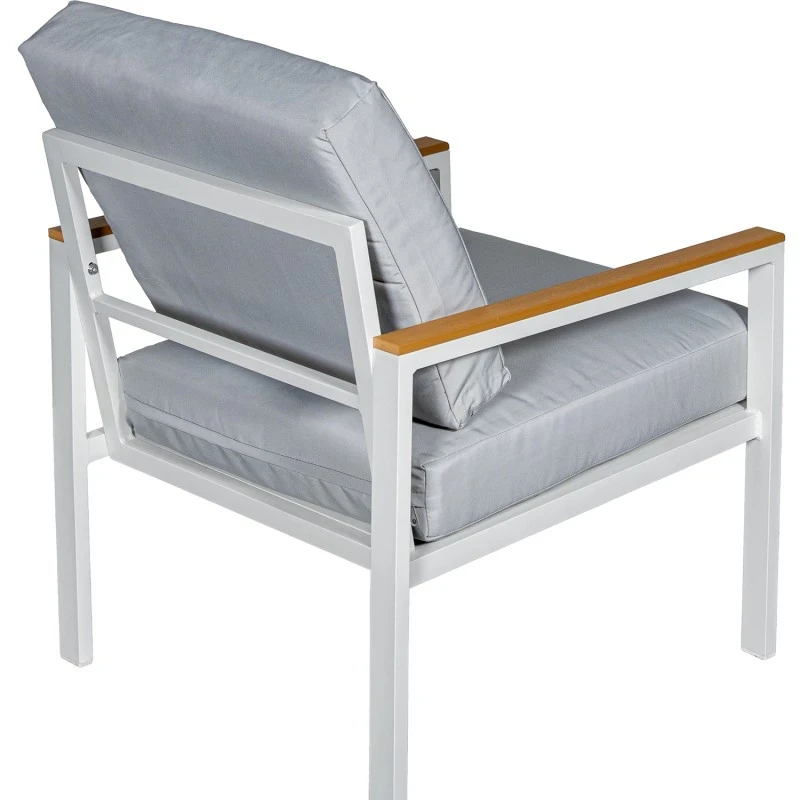 Camacho - Set Salotto da Giardino con Divano a 2 Posti, 2 Poltrone e Tavolino - Alluminio Bianco  | Grigio
