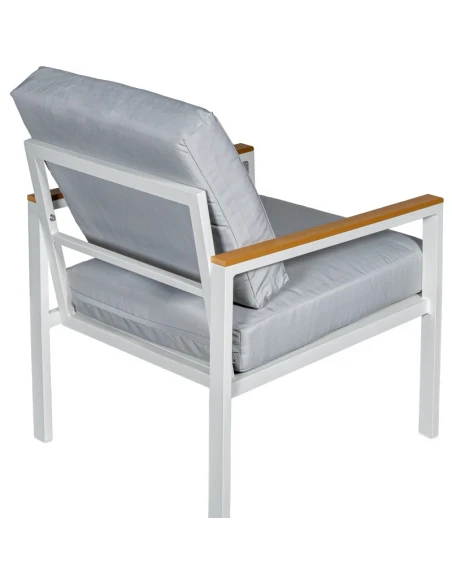 Camacho - Set Salotto da Giardino con Divano a 2 Posti, 2 Poltrone e Tavolino - Alluminio Bianco  | Grigio