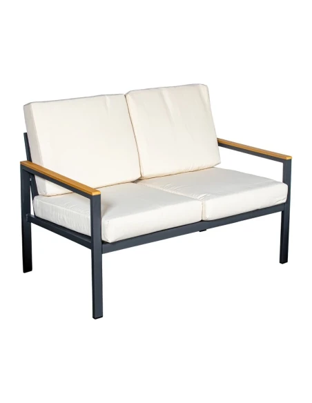 Camacho - Set Salotto da Giardino con Divano a 2 Posti, 2 Poltrone e Tavolino - Alluminio Antracite | Beige