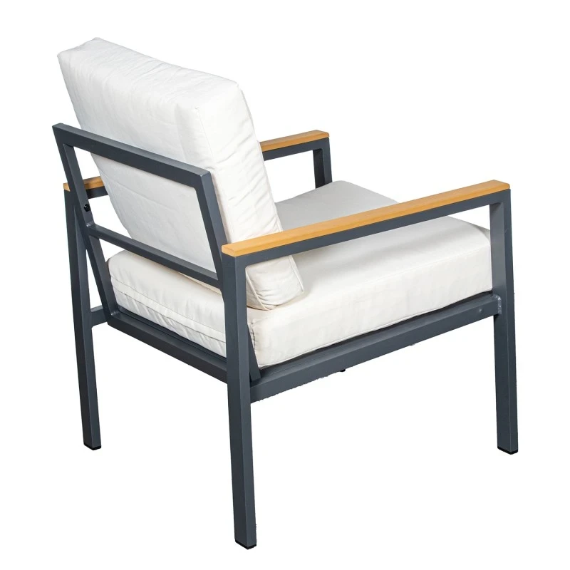 Camacho - Set Salotto da Giardino con Divano a 2 Posti, 2 Poltrone e Tavolino - Alluminio Antracite | Beige
