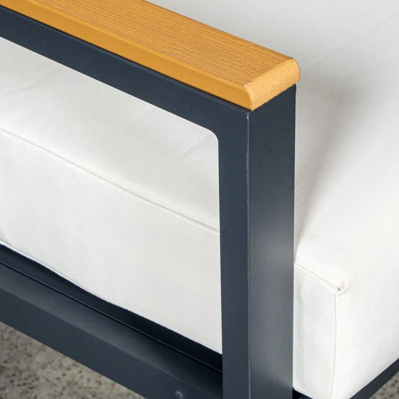 Camacho - Set Salotto da Giardino con Divano a 2 Posti, 2 Poltrone e Tavolino - Alluminio Antracite | Beige