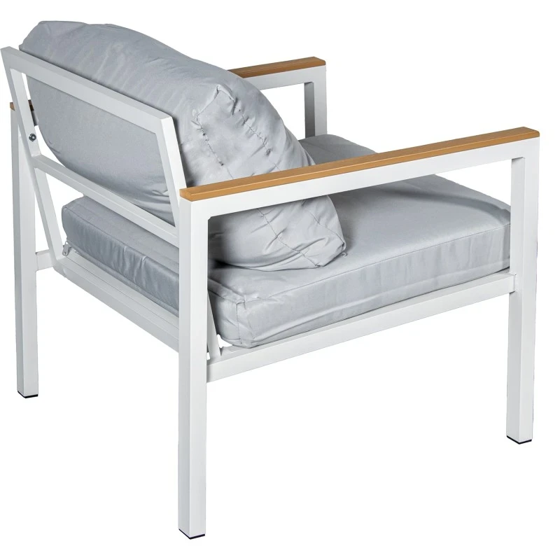 Camacho - Set Salotto da Giardino con Divano a 3 Posti, 2 Poltrone e Tavolino - Alluminio Bianco | Grigio
