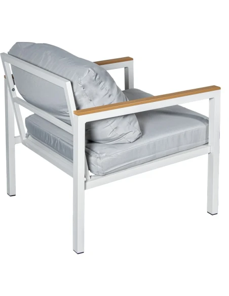 Camacho - Set Salotto da Giardino con Divano a 3 Posti, 2 Poltrone e Tavolino - Alluminio Bianco | Grigio