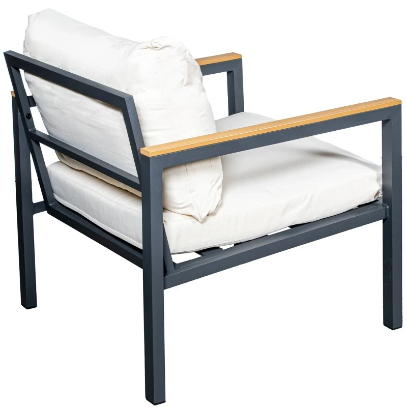 Camacho - Set Salotto da Giardino con Divano a 3 Posti, 2 Poltrone e Tavolino - Alluminio Antracite | Beige