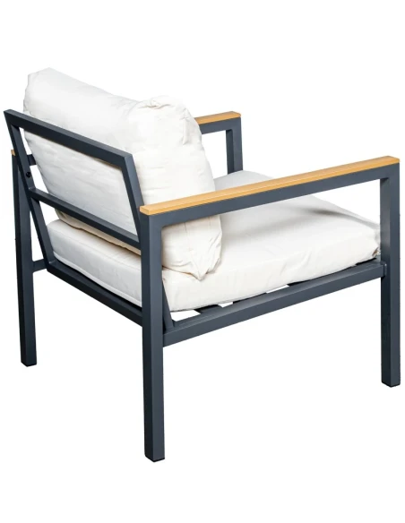 Camacho - Set Salotto da Giardino con Divano a 3 Posti, 2 Poltrone e Tavolino - Alluminio Antracite | Beige