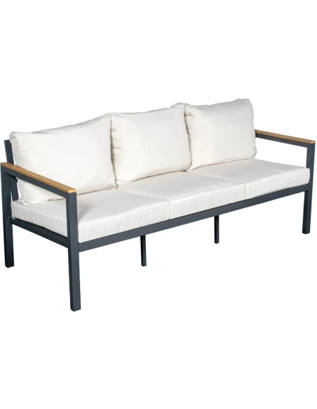 Camacho - Garden Lounge Set with 3-Seater Sofa, 2 Armchairs, and Coffee Table - Anthracite Aluminum | Beige