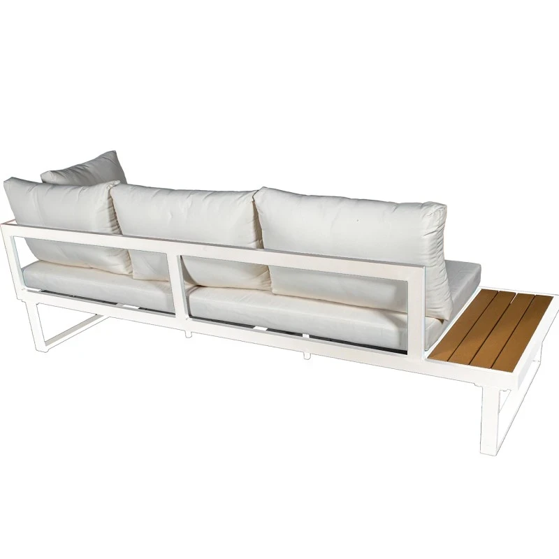 Camacho - Set Salotto da Giardino con Divano Angolare e Tavolino - Alluminio Bianco