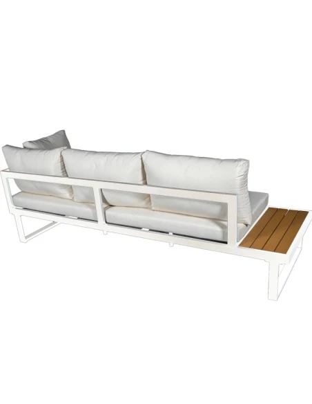 Camacho - Garden Lounge Set with Corner Sofa and Coffee Table - White Aluminum