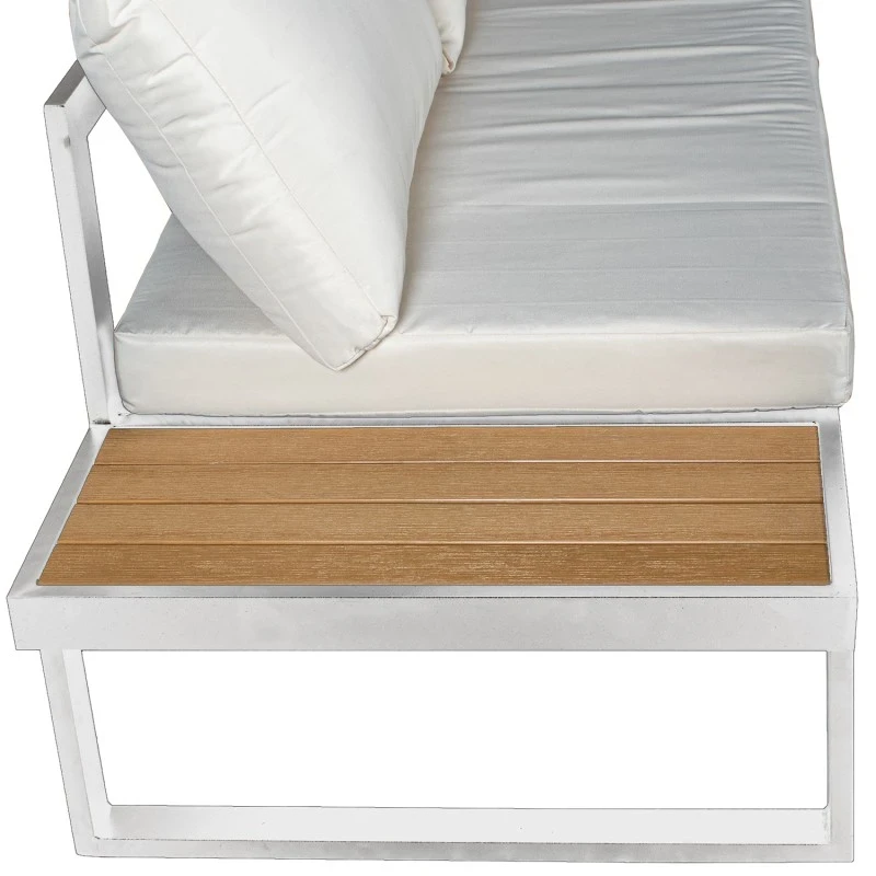 Camacho - Set Salotto da Giardino con Divano Angolare e Tavolino - Alluminio Bianco