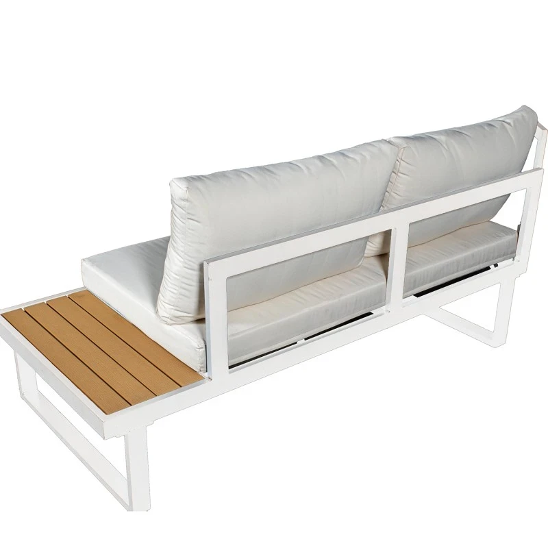 Camacho - Garden Lounge Set with Corner Sofa and Coffee Table - White Aluminum