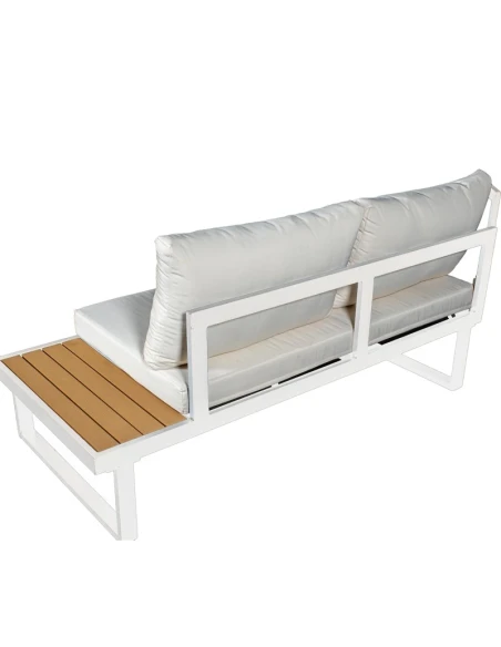 Camacho - Garden Lounge Set with Corner Sofa and Coffee Table - White Aluminum