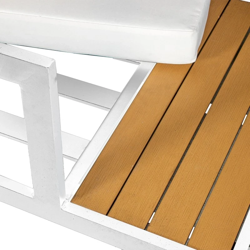 Camacho - Set Salotto da Giardino con Divano Angolare e Tavolino - Alluminio Bianco