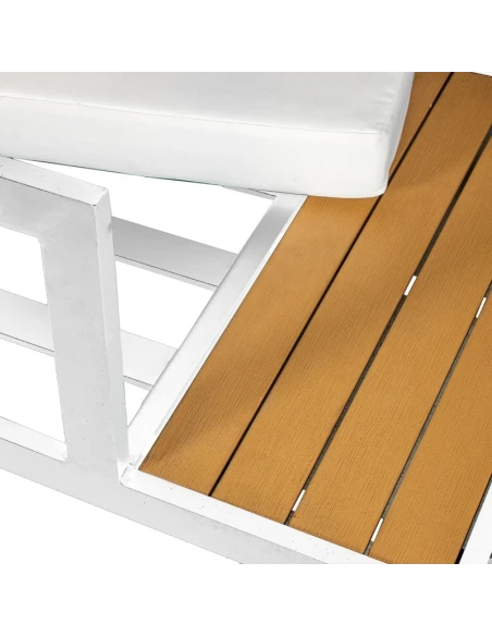 Camacho - Garden Lounge Set with Corner Sofa and Coffee Table - White Aluminum