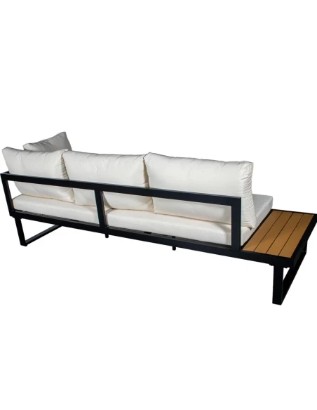 Camacho - Garden Lounge Set with Corner Sofa and Coffee Table - Black Aluminum | White