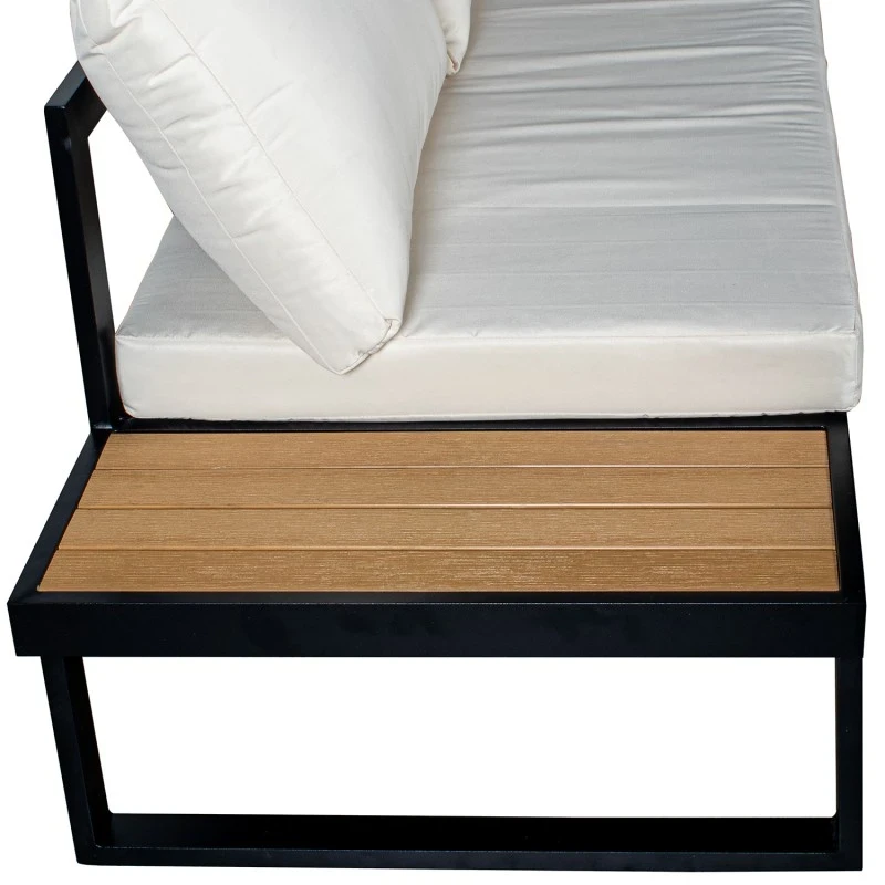 Camacho - Set Salotto da Giardino con Divano Angolare e Tavolino - Alluminio Nero | Bianco