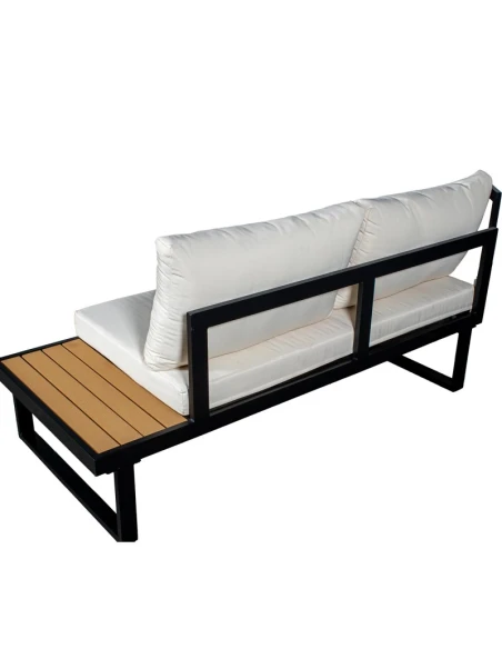Camacho - Garden Lounge Set with Corner Sofa and Coffee Table - Black Aluminum | White