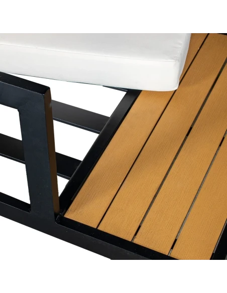 Camacho - Garden Lounge Set with Corner Sofa and Coffee Table - Black Aluminum | White