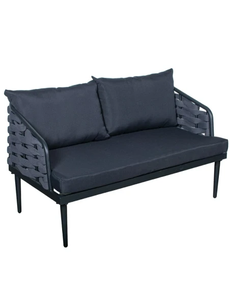 Camacho - Garden Lounge Set with 2-Seater Sofa, 2 Armchairs and Coffee Table - Black
