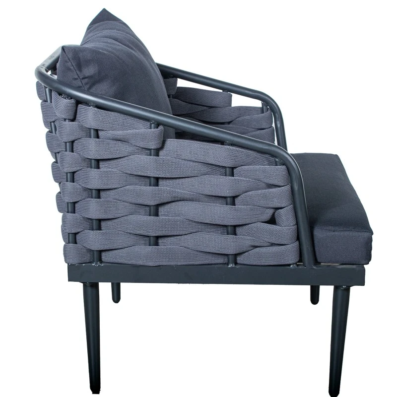Camacho - Garden Lounge Set with 2-Seater Sofa, 2 Armchairs and Coffee Table - Black