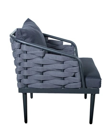 Camacho - Set Salotto da Giardino con Divano a 2 Posti, 2 Poltrone e Tavolino - Nero