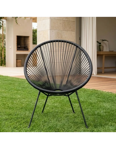 Camacho - Outdoor Chair in Steel and Wicker - Black